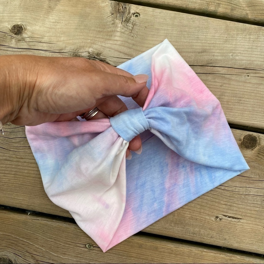 Tie-dye-SOFT MEADOW-Boho Gypsy/hippy wide headband turban silky soft fabric - Picture 3 of 16